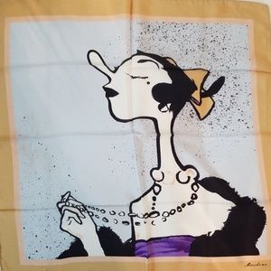 RARE Moschino Olive Oyl Silk Scarf